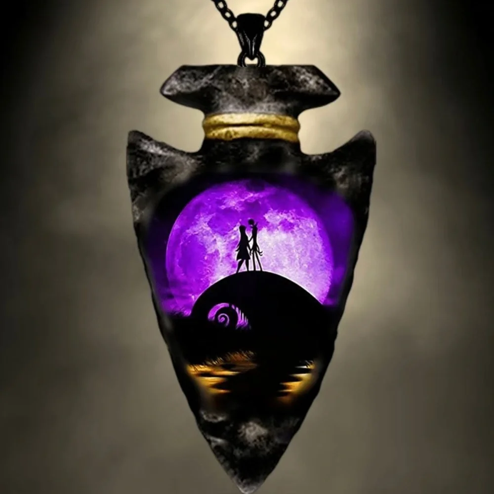 The Nightmare Before Christmas Inspired Jack &‎ Sally Triangle Pendant Ne…